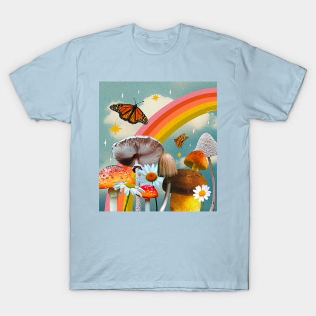 Vintage Mushroom Collage T-Shirt by Doodle by Meg